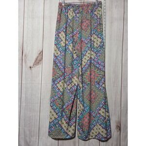 Boho‎ Chic Patchwork Wide Leg Palazzo Pants Ladies Medium Colorful Bohemian